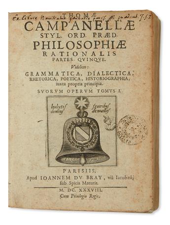 CAMPANELLA, TOMMASO. Philosophiæ rationalis partes quinque.  3 vols. in one.  1638